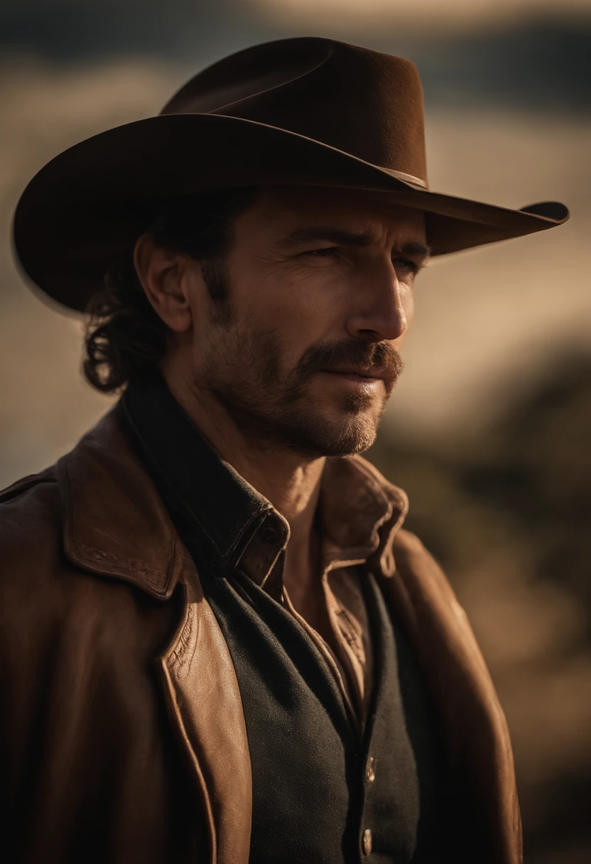 estilo cowboy ocidental, vaqueira, fotografia, best quality, Realistic, Realistic, detalhes intrincados, (detalhes finos), (detalhes intrincados), Cinematic light, Melhor qualidade de luz de fundo, linhas claras, 8k, super high resolution, Pureerosface_v1,