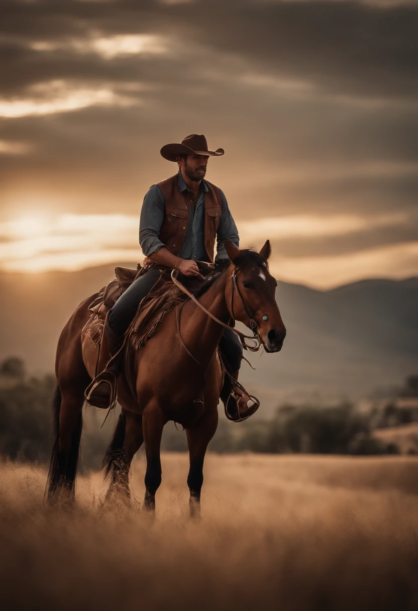 estilo cowboy ocidental, vaqueira, fotografia, best quality, Realistic, Realistic, detalhes intrincados, (detalhes finos), (detalhes intrincados), Cinematic light, Melhor qualidade de luz de fundo, linhas claras, 8k, super high resolution, Pureerosface_v1,