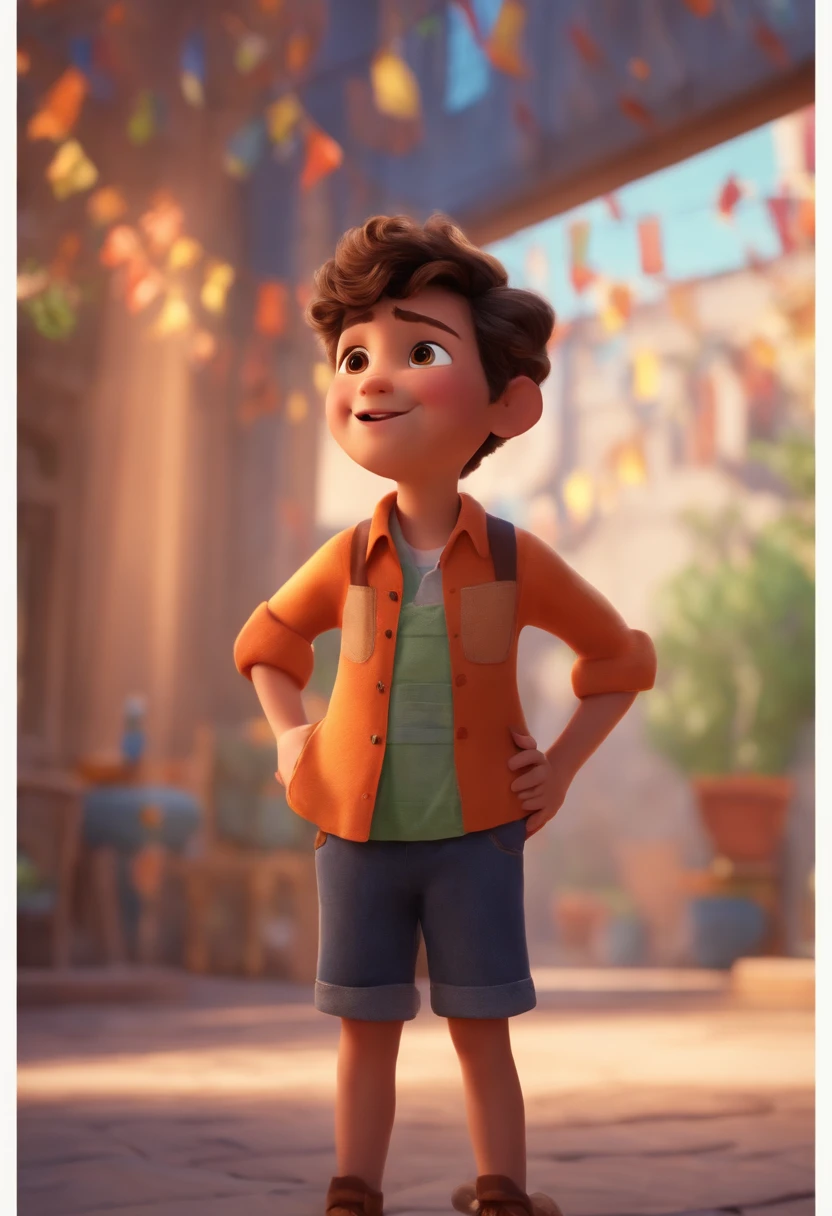 Image of a boy for a story in a YouTube video in Pixar format, He's the allabester, He's the class leader, He's outgoing, Playful and gets up for a lot of things
