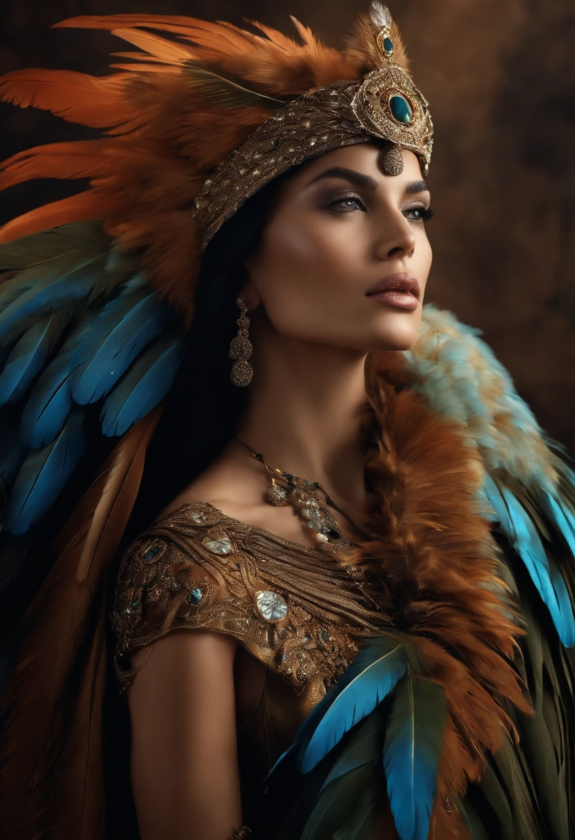 Imagine an eagle woman, sem roupas, covered only with feathers, Arte do papel de parede, papel de parede uhd, ranhura