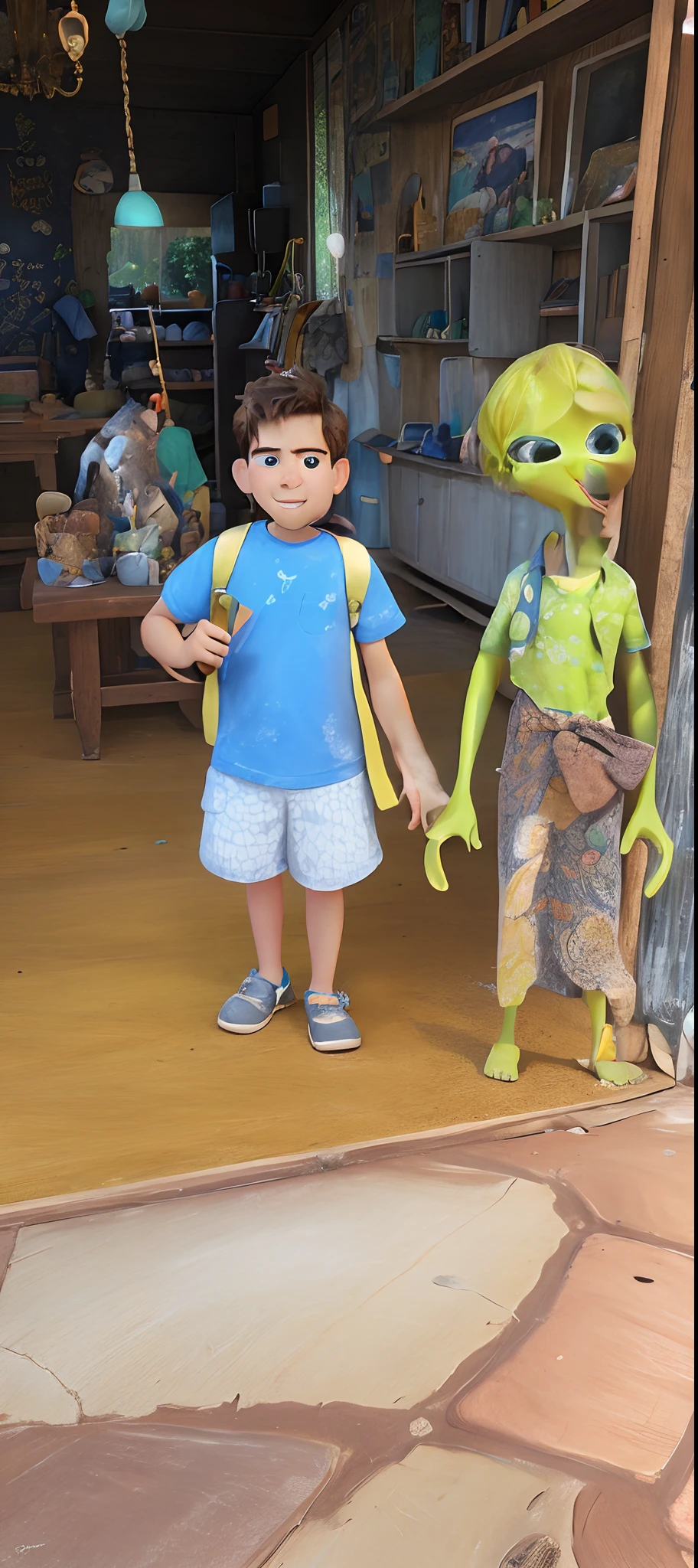 Make a drawing from the photo in the Pixar style