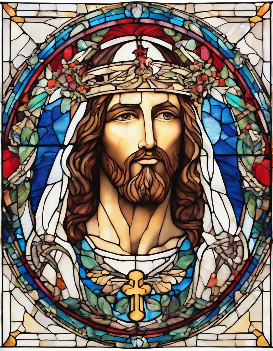 jesus christ ,singer in a white half mask, grandes asas de anjo, vestido vermelho longo, innocence