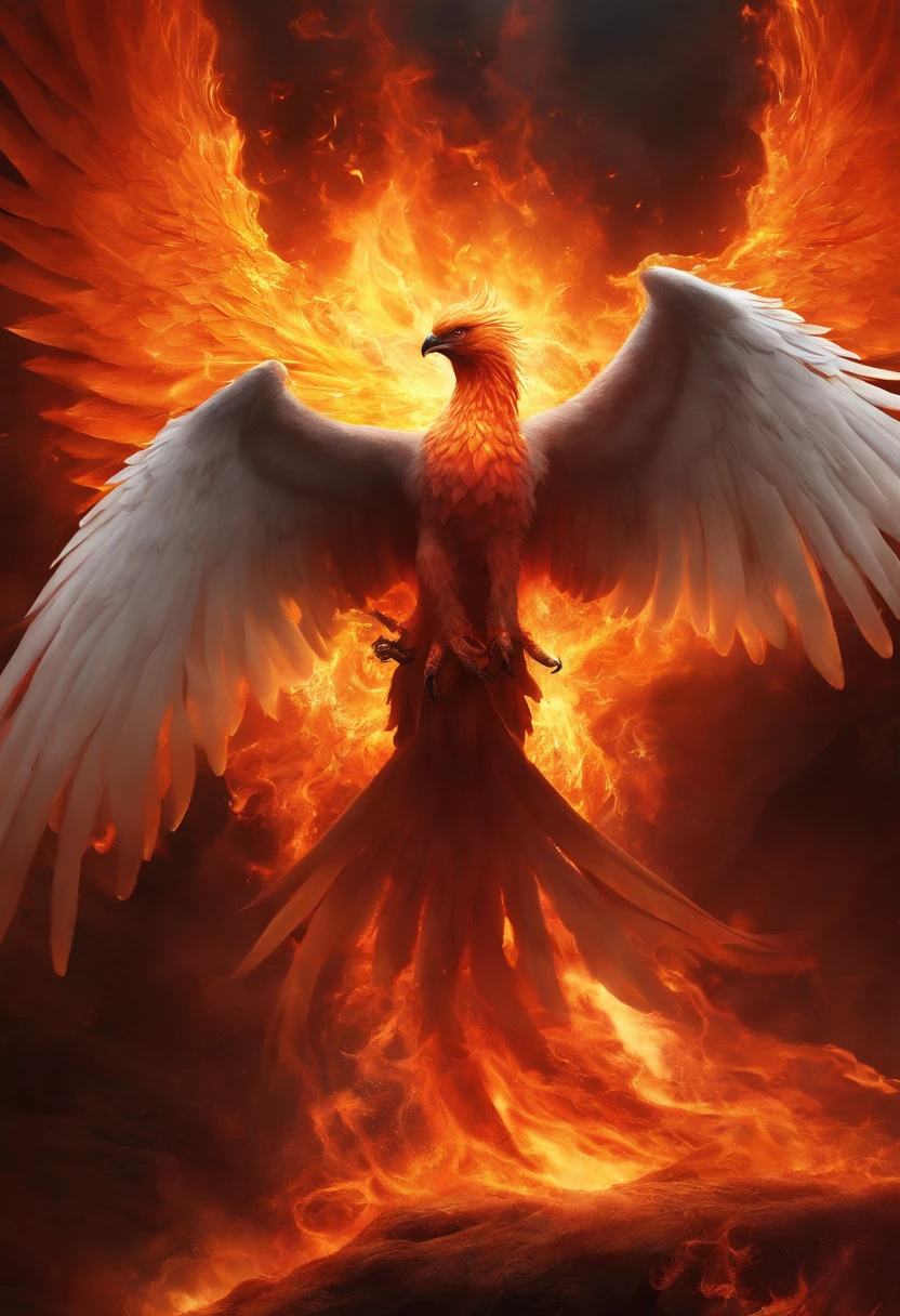 Description: Long Words Phoenixfire, With a blade of molten red flame., Standing inside the heart of a scorching inferno. The environment glows with relentless heat and rebirth as the fiery aura of the sword fills the fiery sanctuary.. Its gesture refers to the long cycle of fiery resurrection and the connection of weapons with Phoenix's burning passion.. Dance flames in an eternal show of searing power.. Hyper-Realistic ,photo-realistic, Realistic