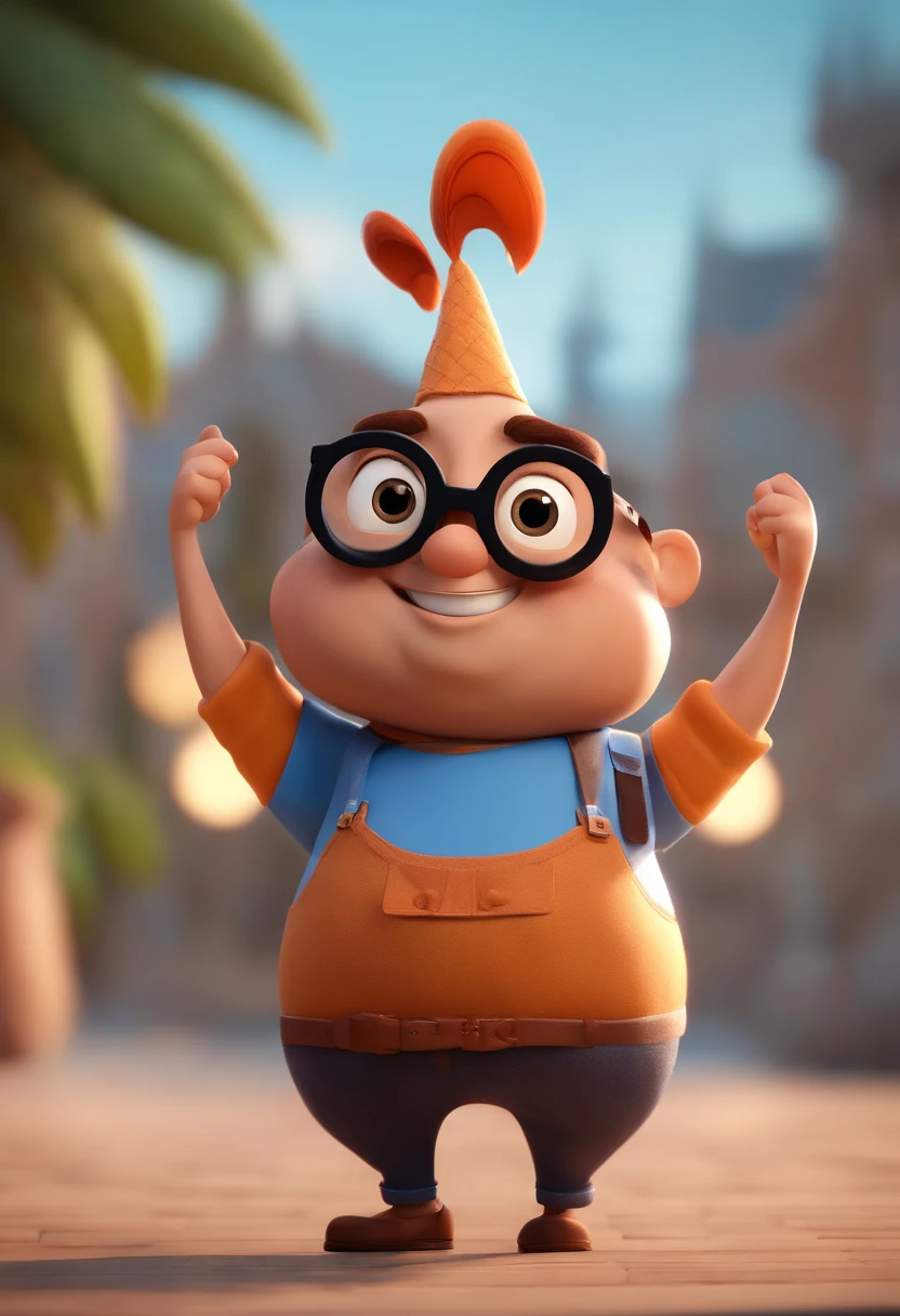 Cartoon character of a man wearing black glasses and a blue shirt, um personagem animado, Caractere estilizado, animation style rendering, 3D estilizado, Arnold Maya render, 3 d render stylized, toon render keyshot, Personagem 3D, Personagem 3D, 3d rendering stylized, 3 d character render, personagem de desenho animado, Personagem de close up, Pose de personagem, (Estilo Pixar) (master part:1.2) (Bokeh) (best quality) (pele detalhada) (textura detalhada) (8k) (argila) (Cinematic lighting) (foco nítido，Senta e vaza a parte superior do corpo