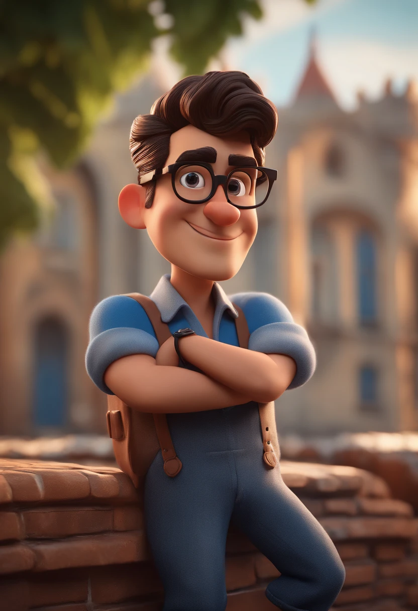 Cartoon character of a man with black glasses and a blue shirt, animation character, Caractere estilizado, animation style rendering, 3D estilizado, Arnold Maya render, 3 d render stylized, toon render keyshot, Personagem 3D, Personagem 3D, 3d rendering stylized, 3 d character render, personagem de desenho animado, Personagem de close up, Pose de personagem, (Estilo Pixar) (master part:1.2) (Bokeh) (best quality) (pele detalhada) (textura detalhada) (8k) (argila) (Cinematic lighting) (foco nítido