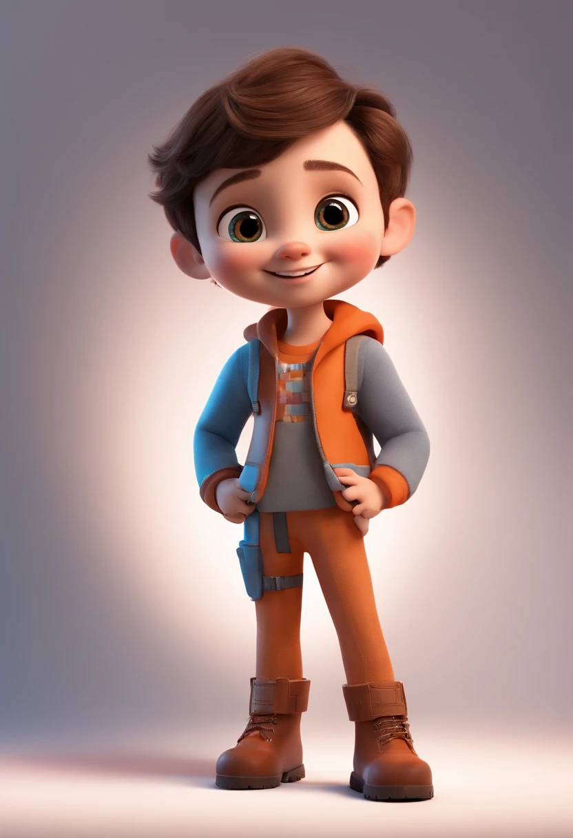 a happy cute standing short hair, vestindo uma fantasia espacial, , fundo branco, barnet, Tom, Estilo Pixar, ....3d, desenhos animados, rosto detalhado, asymmetrical 16k