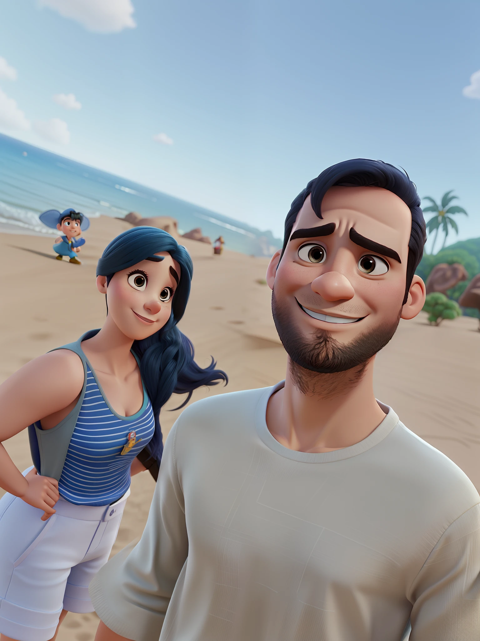 casal homem e mulher no estilo Disney Pixar, alta qualidade, melhor qualidade