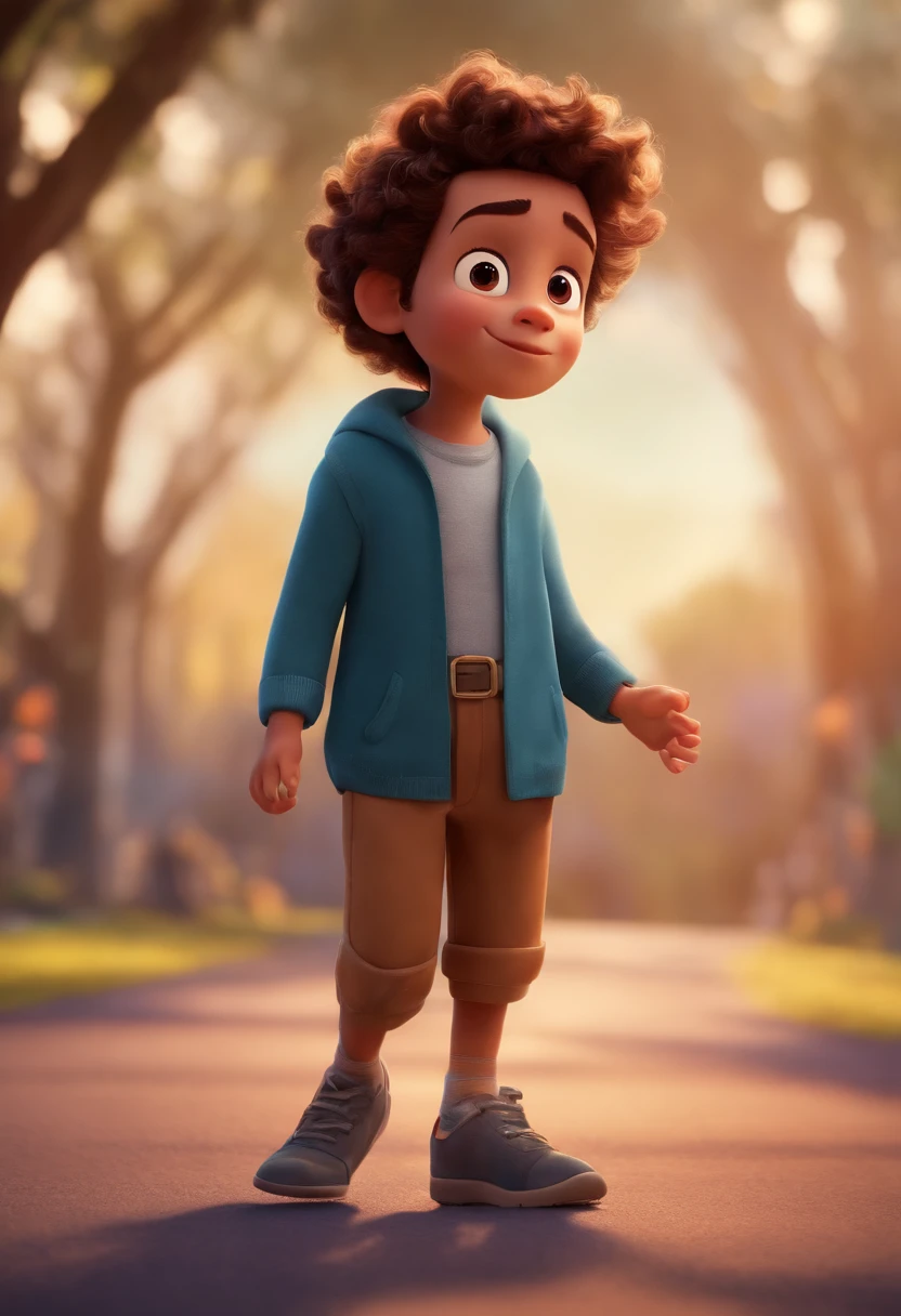 Image of a boy for a story in a YouTube video in Pixar format, He's the little allabester, He's the class leader, He's outgoing, Playful and gets up for a lot of things, cabelo curto