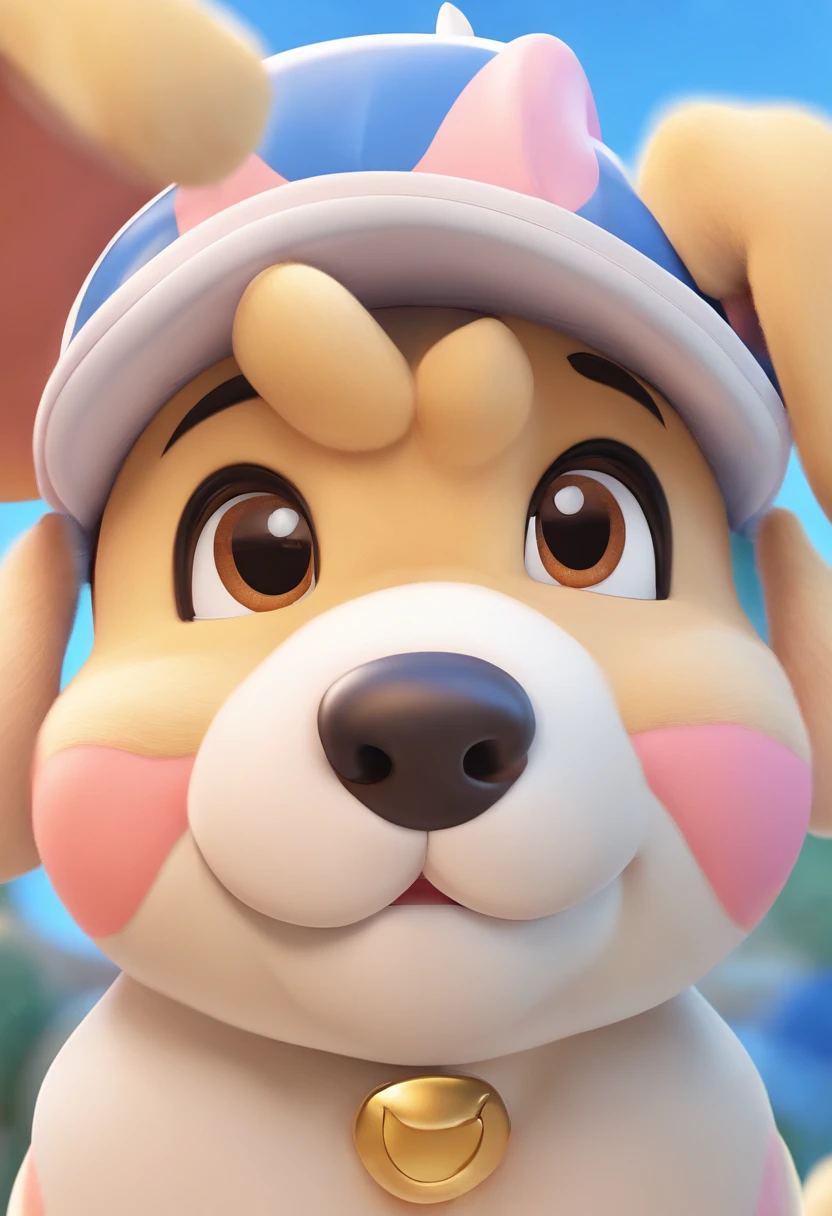 ((best quality)), ((master part)), ((desenhos animados realistas)), ((Personagem perfeito)) - Um retrato frontal meticulosamente detalhado e realista de um cachorro com pelo enrolado escuro  e uma coleira rosa. The dog looks directly at the viewer, Establish a Cute Presence. The image captures their distinctive facial features, Accurately showing the sparkle of your eyes . Skin is rendered with fine detail, aumentando o profissionalismo do retrato. Enviado para documentos oficiais, this portrait is presented in impressive 8K UHD resolution, Ensure clarity and unique protection.