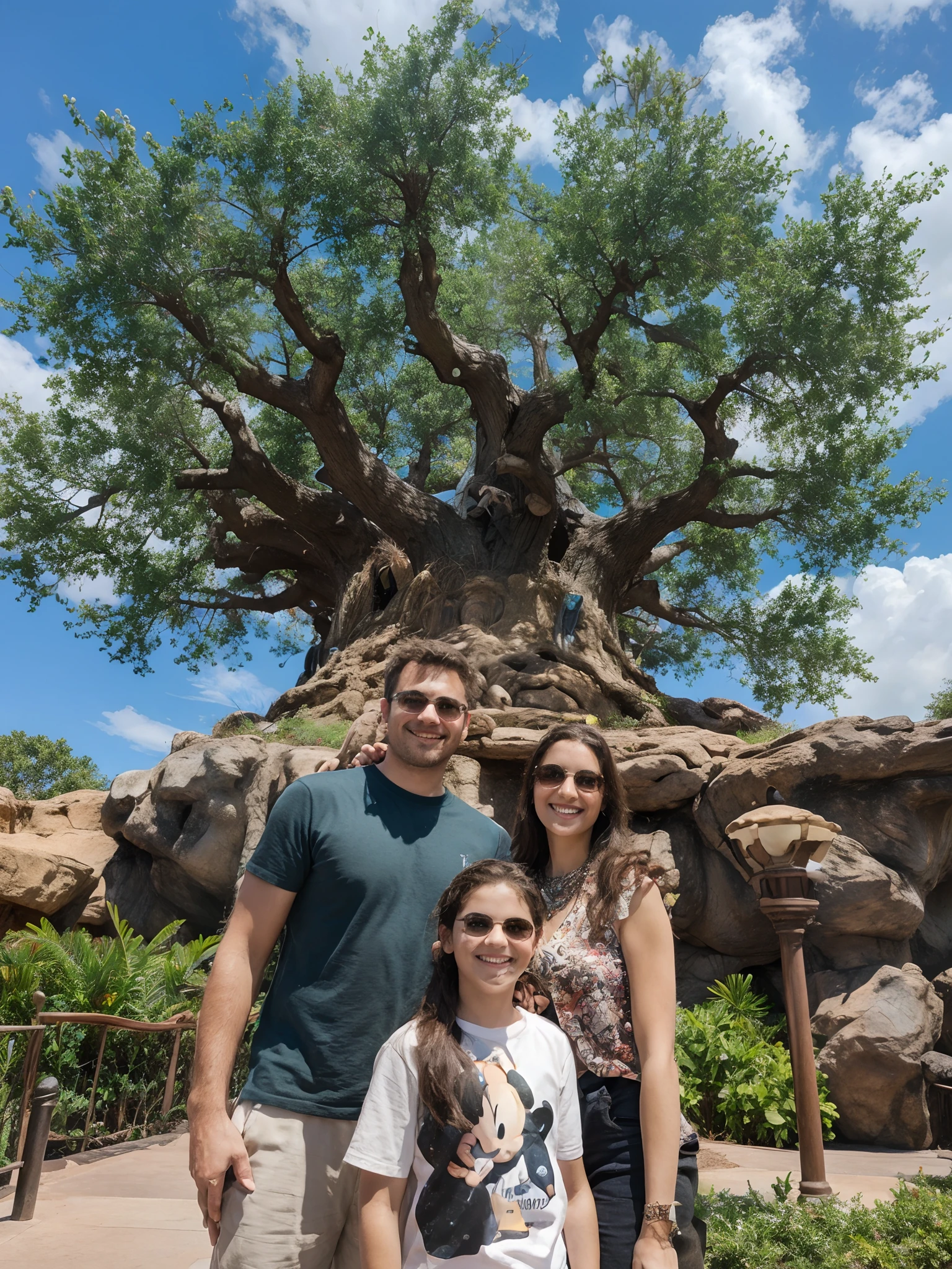 Happy family at Disney on the tree of life