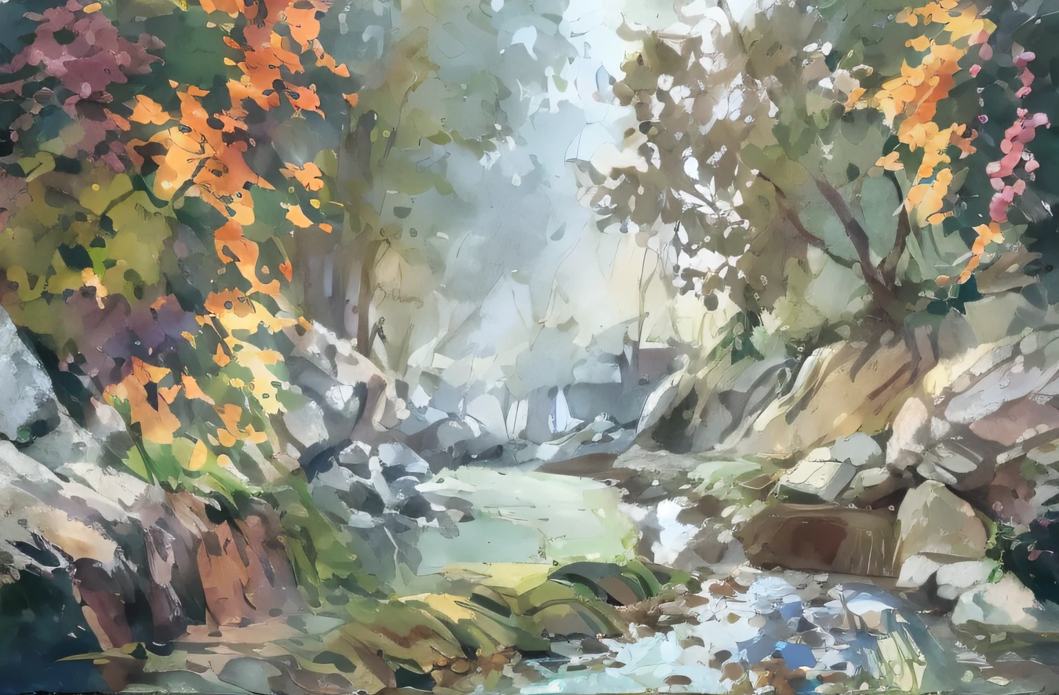 trees and stream