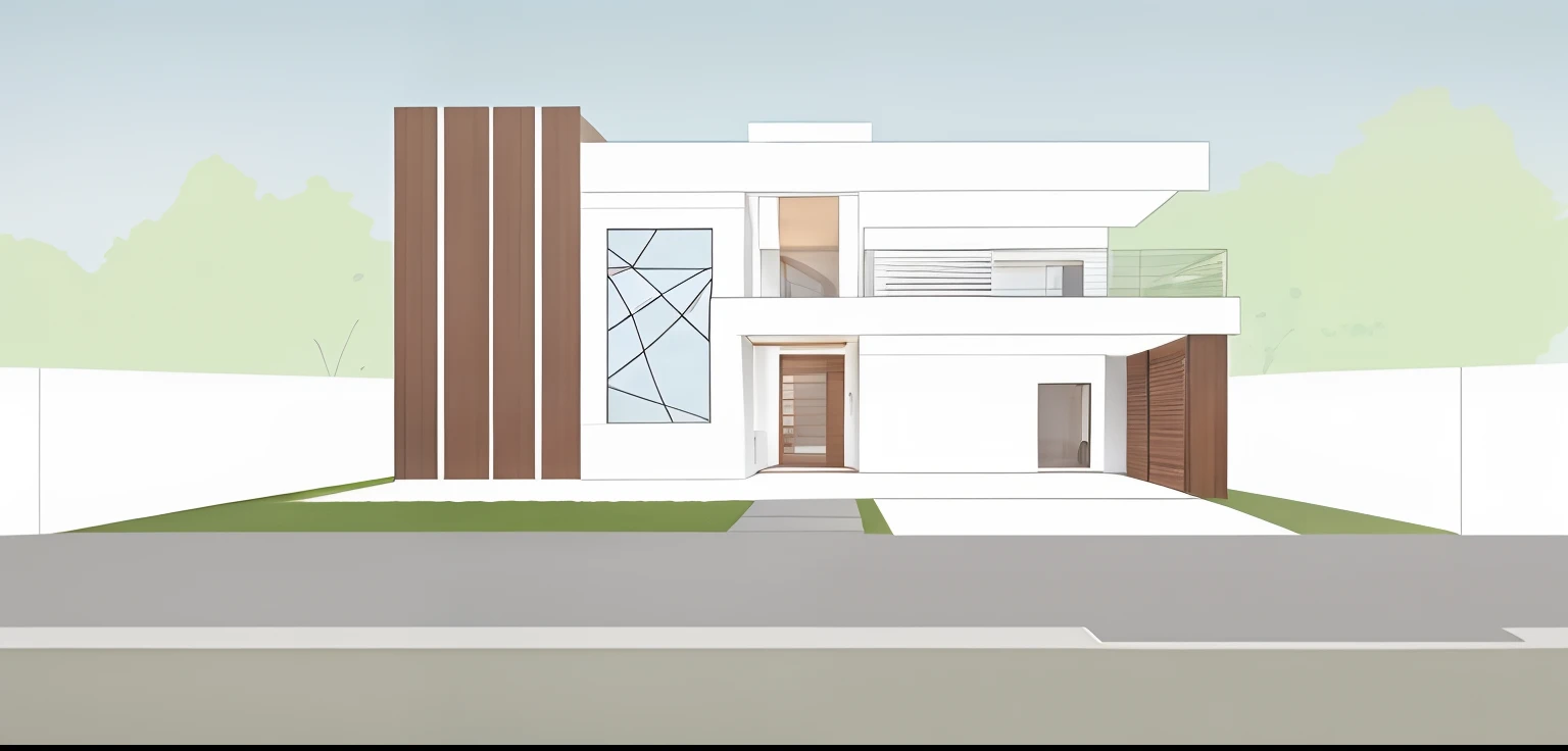 casa moderna, realista, hiper realista, cores neutras, dia ensolarado, acabamento madeira, qualidade 8k
