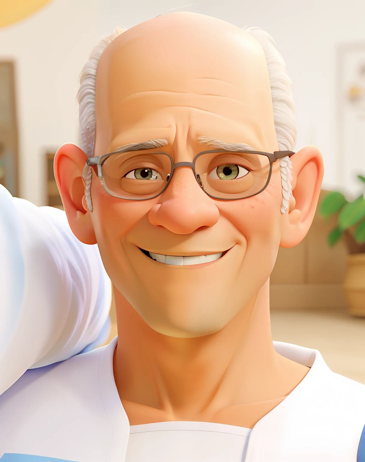 Poster no estilo Disney pixar, alta qualidade, melhor qualidade, a 65 years old male, bald, no glasses