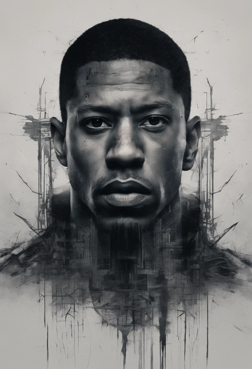 male Jonathan Majors, inspired by Loki serie, Perfect centralization, coelho (franco)de Donnie, Standing position, beleza abstrata, Centrado, looking at the camera, Facing the camera, nearing perfection, triste, desespero, corpo inteiro, Dynamic, altamente detalhado, liso, foco nítido, 8k, high-definition resolution, illustration, arte de Carne Griffiths e Wadim Kashin, fundo branco