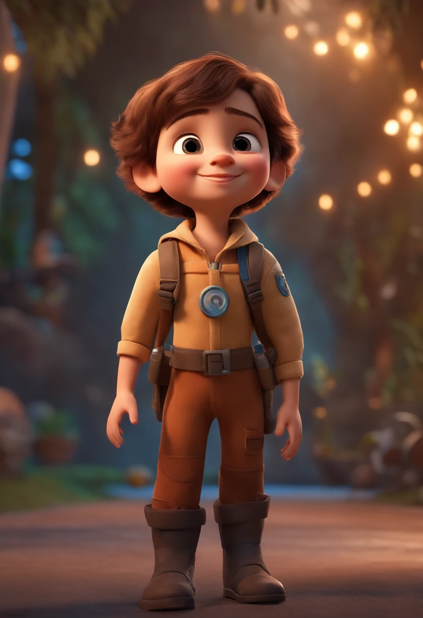 a happy cute kid standing short hair, vestindo uma fantasia espacial, , fundo branco, barnet, Tom, Estilo Pixar, ....3d, desenhos animados, rosto detalhado, asymmetrical 16k
