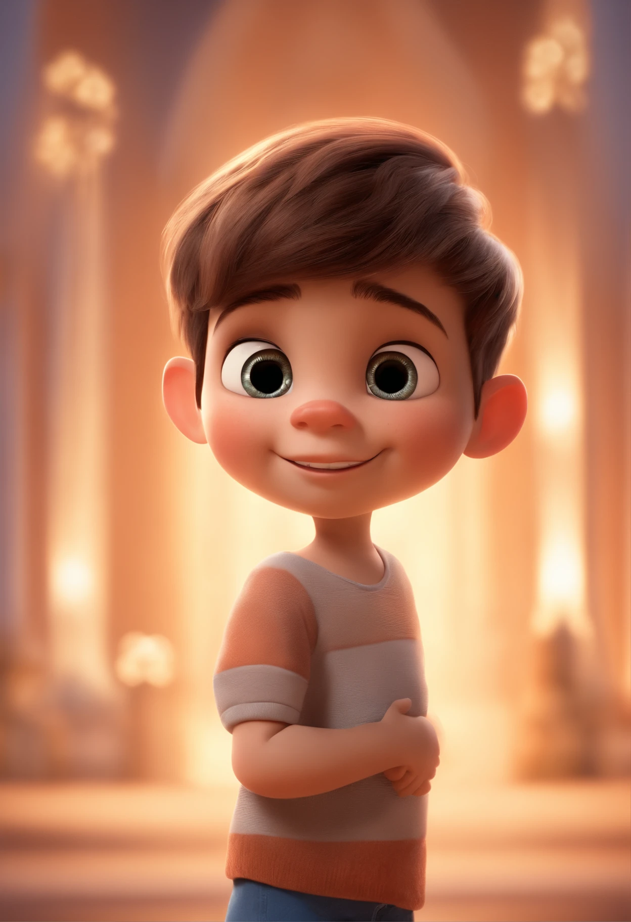 a happy cute ??? standing short hair, vestindo uma fantasia espacial, , fundo branco, barnet, Tom, Estilo Pixar, ....3d, desenhos animados, rosto detalhado, asymmetrical 16k