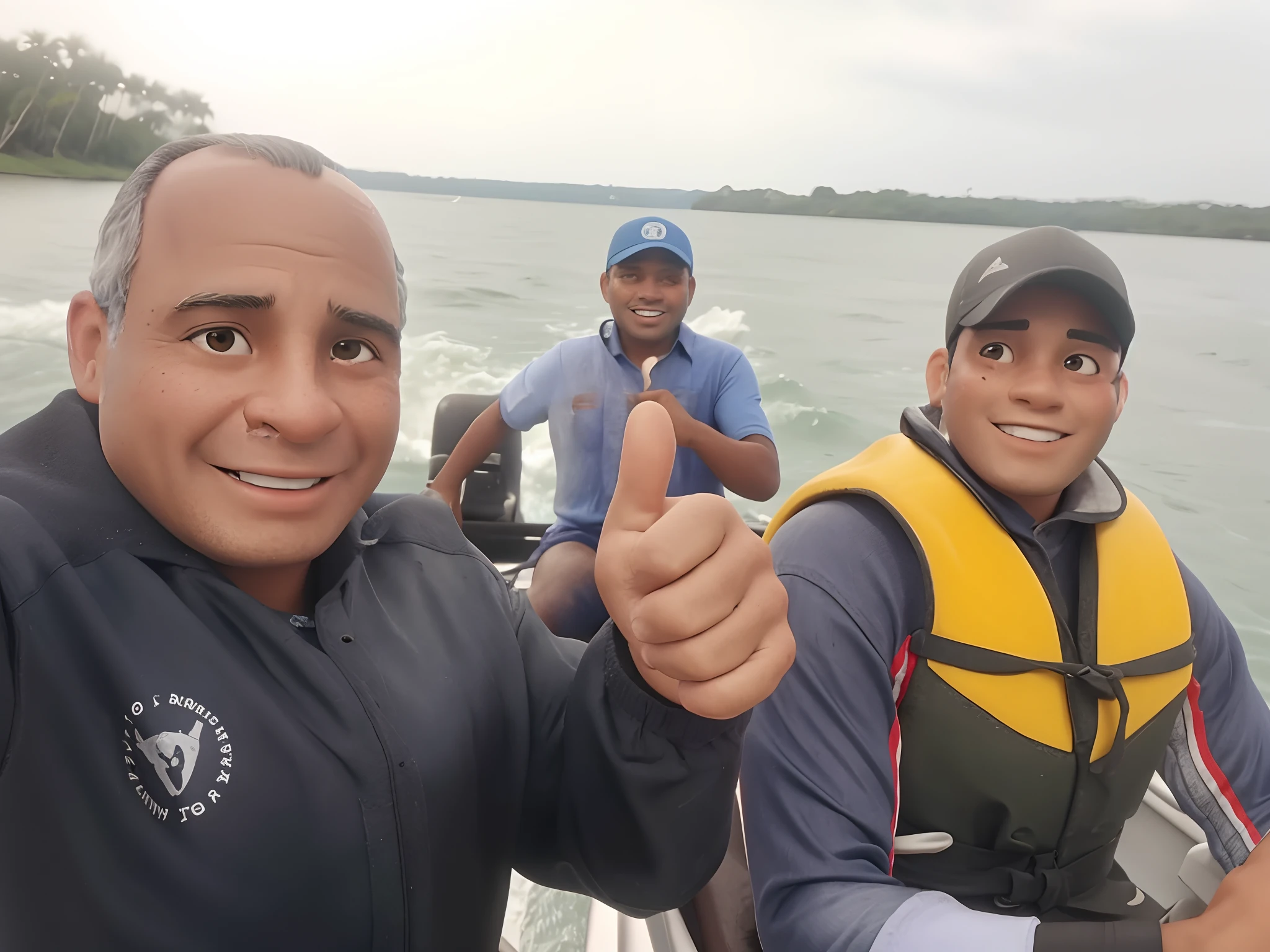 Amigos no barco indo pescar