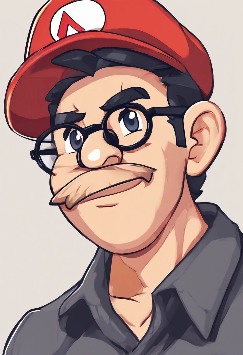 ((best quality)), ((master part)), ((desenhos animados realistas)), ((Personagem perfeito)) - Um retrato frontal meticulosamente detalhado e realista de um homem com cabelo raspado, glasses and a shirt with beautiful textures. O homem olha diretamente para o espectador, Establish a strong and confident presence. The image captures their distinctive facial features, accurately showing the brightness of your eyes and the design of your glasses. The black shirt is rendered with fine details, aumentando o profissionalismo do retrato. Enviado para documentos oficiais, this portrait is presented in impressive 8K UHD resolution, Ensure clarity and unique protection.