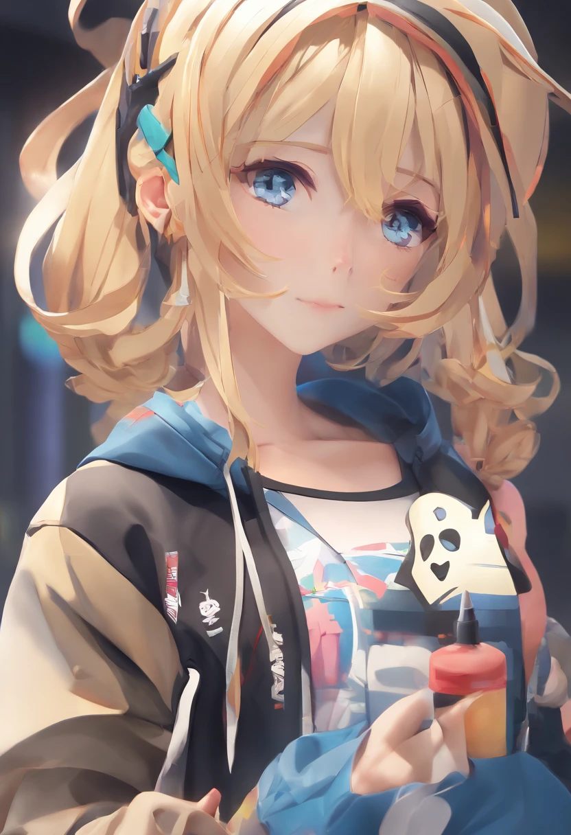 a woman with blonde hair and blue eyes wearing a black shirt, an anime drawing by Ei-Q, pixiv, auto-destructive art, in a black hoodie, anime girl wearing a black dress, emo anime girl, ecchi anime style, misa amane *, in a hoodie, an anime girl, anime girl, unknown artstyle, anime skull portrait woman