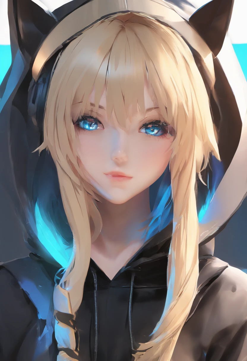 a woman with blonde hair and blue eyes wearing a black shirt, an anime drawing by Ei-Q, pixiv, auto-destructive art, in a black hoodie, anime girl wearing a black dress, emo anime girl, ecchi anime style, misa amane *, in a hoodie, an anime girl, anime girl, unknown artstyle, anime skull portrait woman