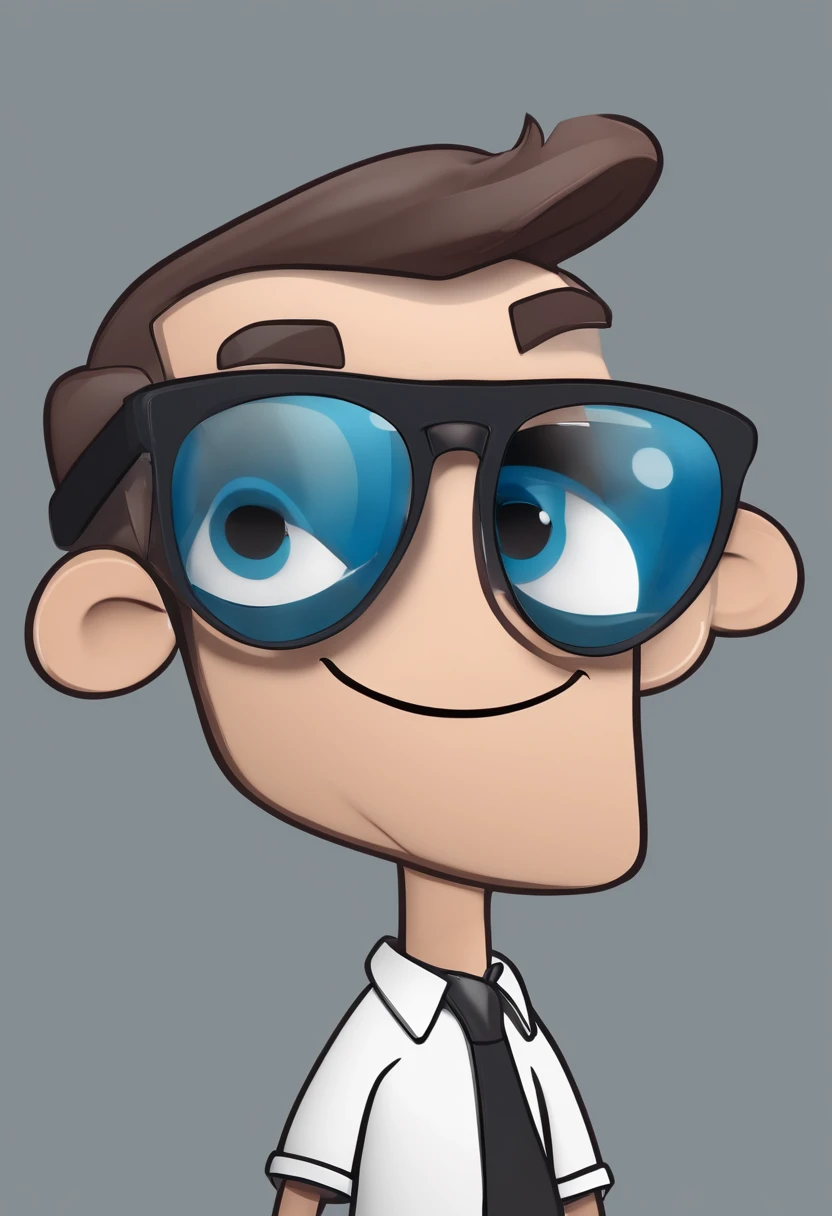 Cartoon character of a man with blue glasses, olhos verdes e uma camisa preta, animation character, Caractere estilizado, animation style rendering, 3D estilizado, Arnold Maya render, 3 d render stylized, toon render keyshot, Personagem 3D, Personagem 3D, 3d rendering stylized, 3 d character render, personagem de desenho animado, Personagem de close up, Pose de personagem,  (Estilo Pixar) (master part:1.2) (Bokeh) (best quality) (pele detalhada) (textura detalhada) (8k) (argila) (Cinematic lighting) (foco nítido