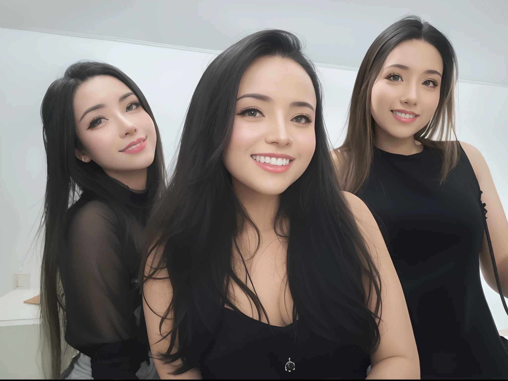 Three women in black dresses pose for photo, Beautiful girls, imagem de perfil, Ayahausca, s fofas, Rostos bonitos, Sede 8k, mulheres bonitas, 3 mulheres jovens e bonitas, Retrato tirado 8 K, Roomies, foto de perfil, Morenas, Fotografia selfie 8k, imagem do avatar, 1614572159