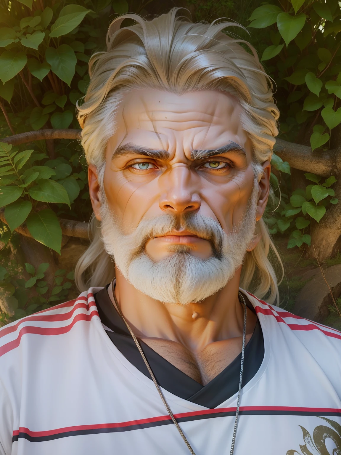 Human evolution with imposing Zeus, olhos soltando raios e trovoes