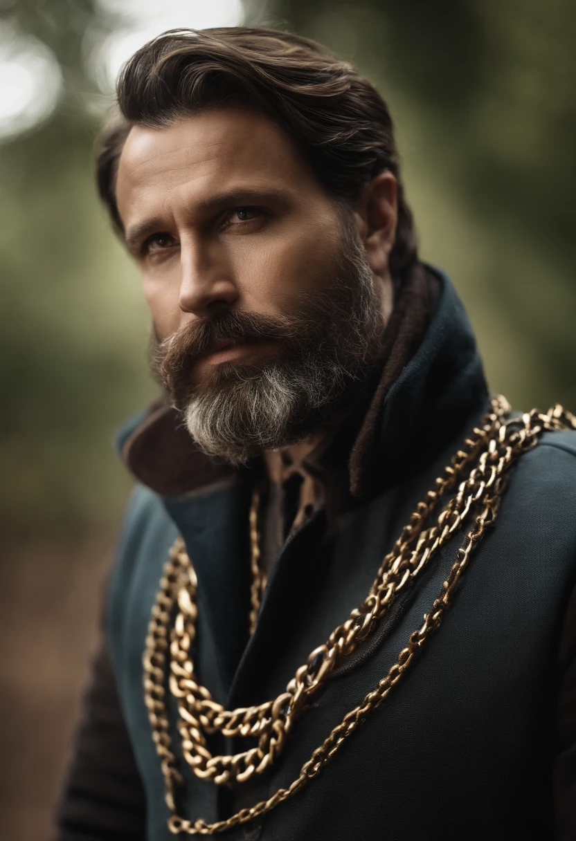 there is a man with a beard and a chain around his neck, (38 years old), 4 0 years old man, 38 years old, 3 2 years old, 3 6 years old, 2 9 years old, 2 8 years old, 2 7 years old, 35 years old, 3 5 years old, 45 years old men, frontal picture