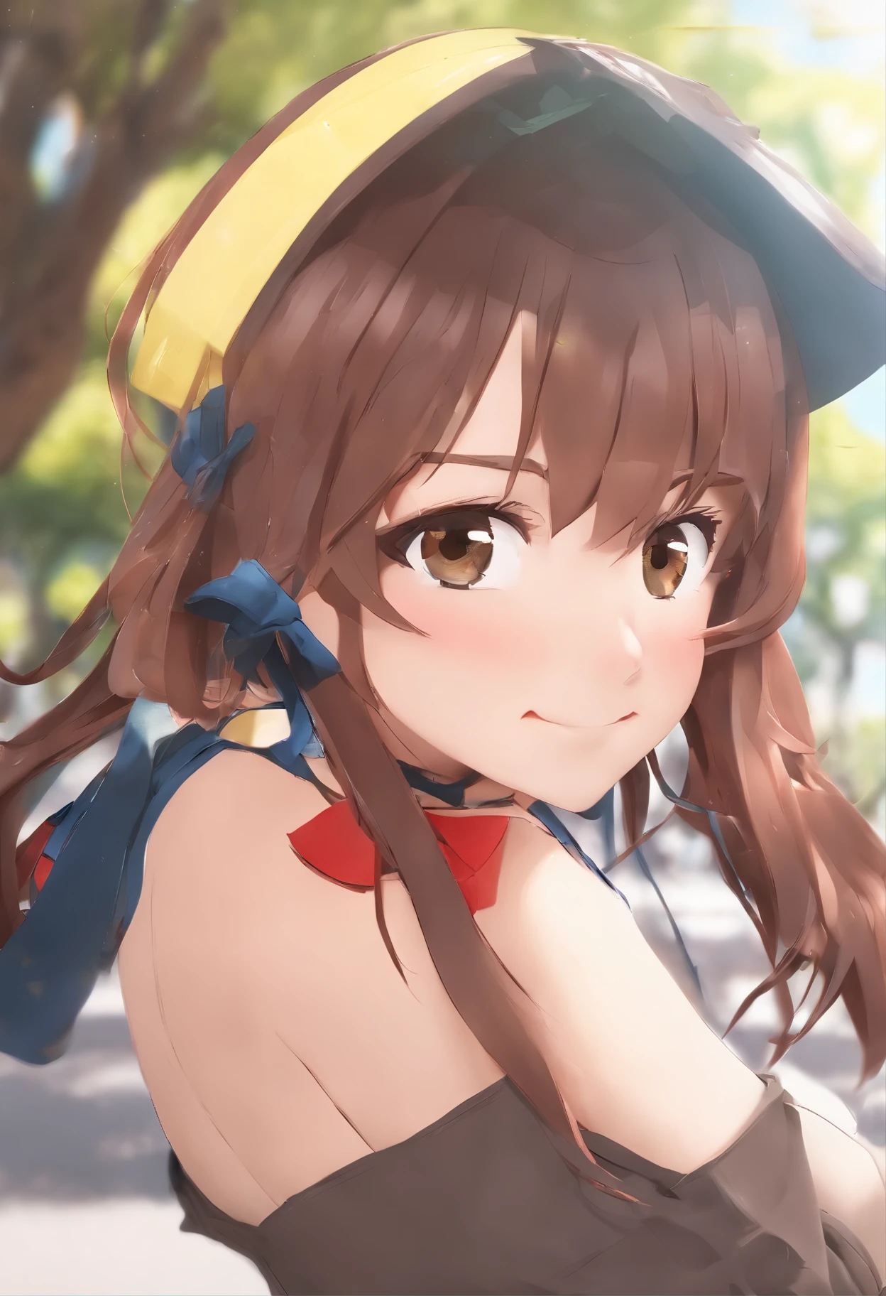 1girl, Ryuujou (Kancolle), sozinho, brown hair, Caudas duplas, olhos castanhos, Visualizador principal, Magatama, boca aberta, aeronave, sorrir, plane, fundo branco, Roupas japonesas, fundo simples, Kariginu, parte superior do corpo, cabelos longos