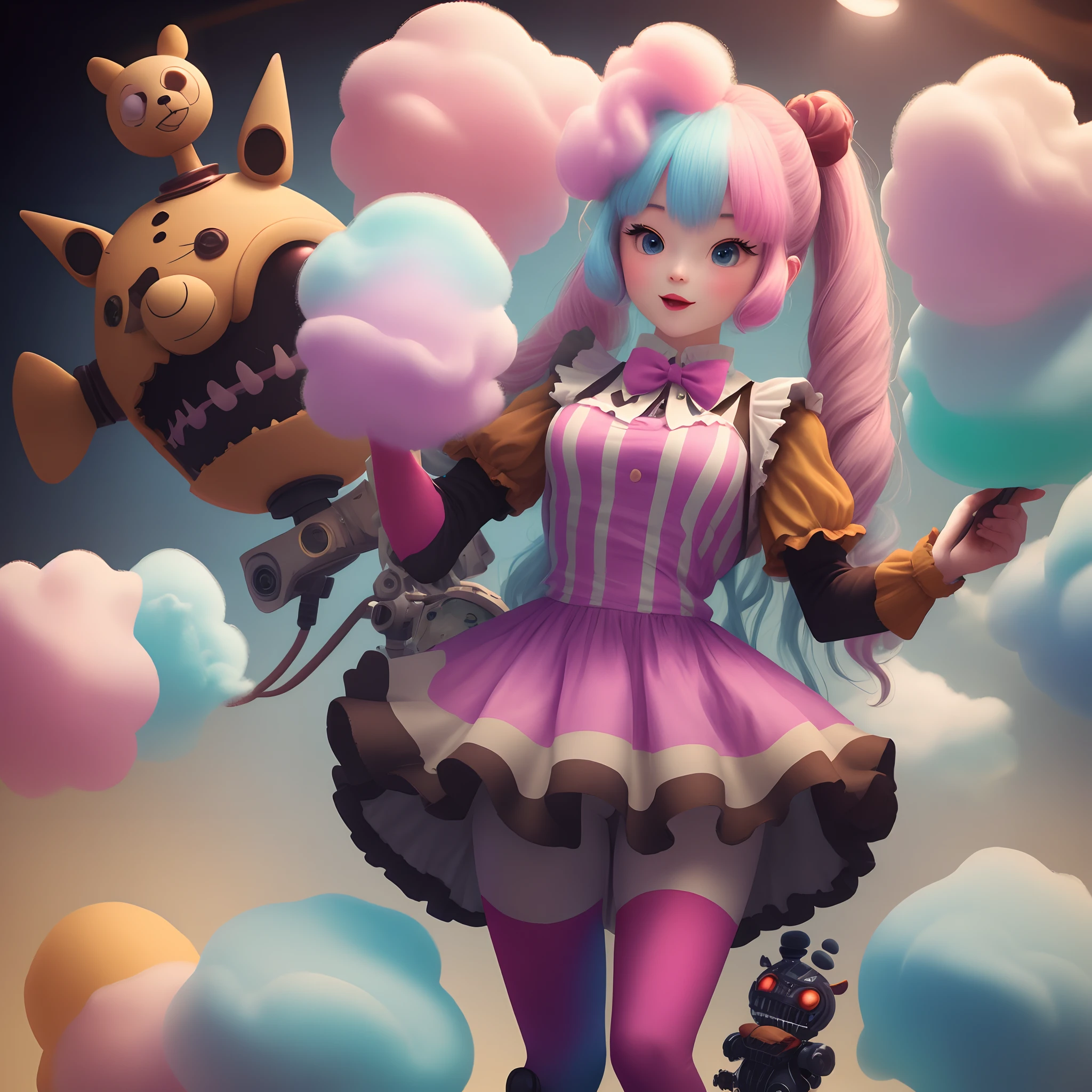 Magical and whimsical cotton candy themed animatronic