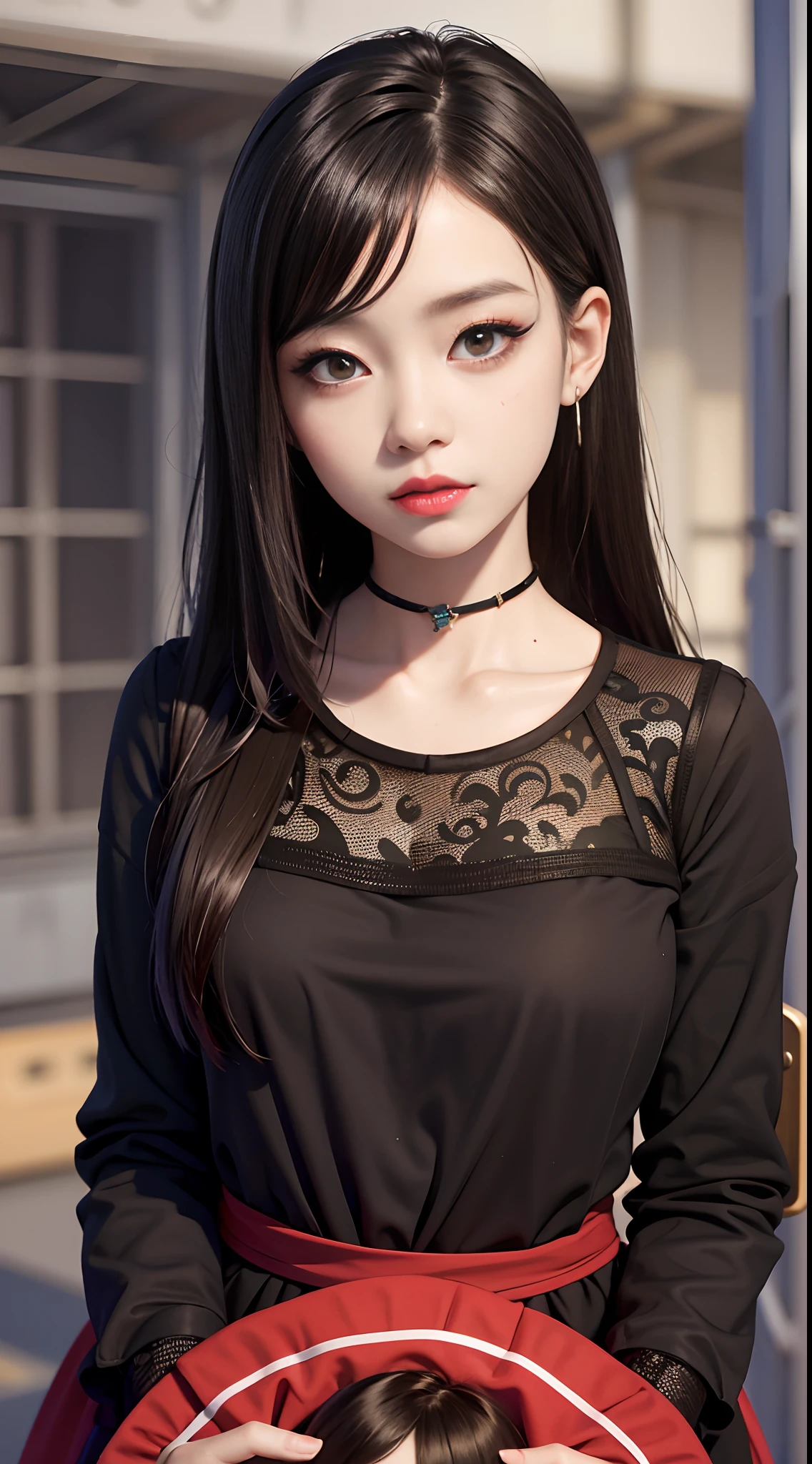 Realistic, life-like, young, goth, Asian girl