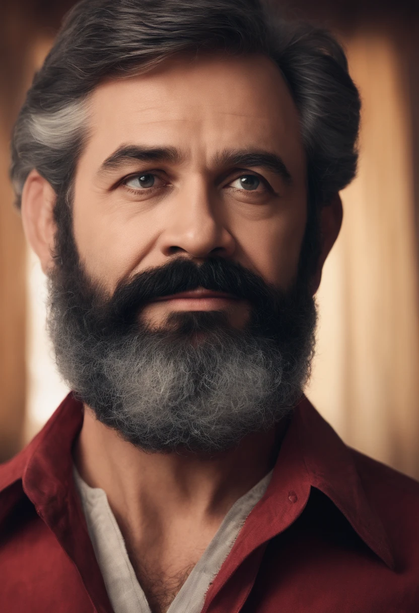 A man with a pixar style beard, cute, high definition, best quality, looking like President Lula, with a prisoner's shirt