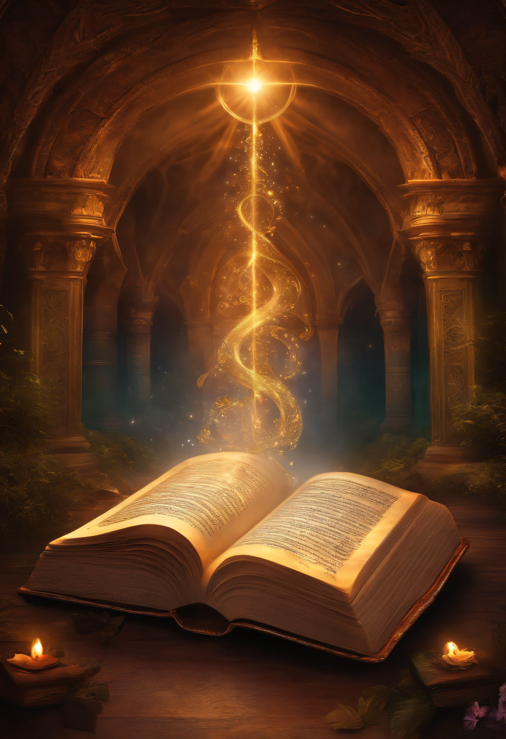 Open book, There is no content or text on the page,Enchanting magical symbol, mystical aura, Vibrant colors, Glowing runes, Ethereal atmosphere, fantasy book, Intricate details, Soft lighting, a whimsical illustration, surreal scene, Attractive glyphs