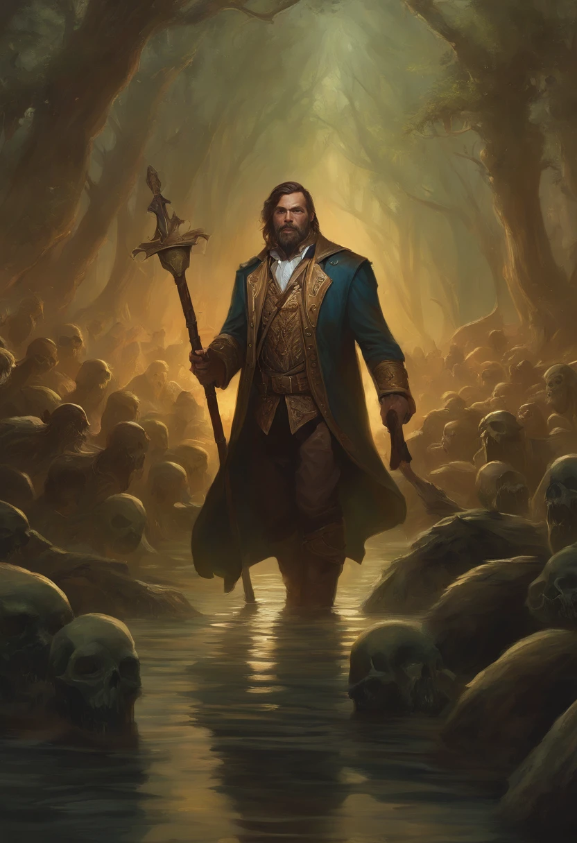 there is a man standing in a swamp leading an army of zombies, magic the gathering art, magic the gathering card art, magic the gathering art style, d & d fantasy digital art, hearthstone art, mtg art, magic the gathering artstyle, hearthstone card art, magic : the gathering art, magic the gathering artwork, fantasy card game art, hearthstone concept art
