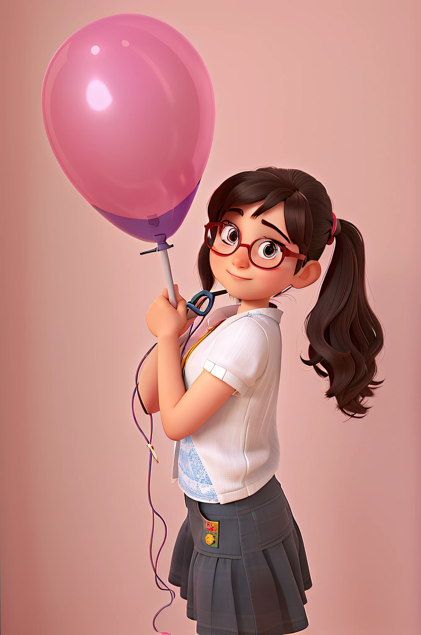 Girl with Disney Pixar style glasses