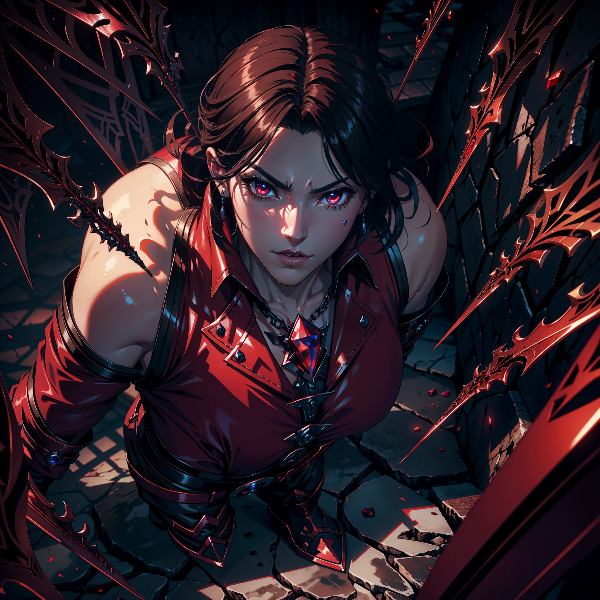 Castlevania Shadow Lord Hyper Realistic Super Detailed Very Beautiful Red Crystal Shiny Eyes Environment Environment 3D Deep View