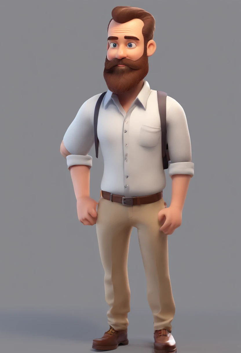 A man with a pixar style beard, cute, high definition, best quality, looking like President Lula, with a prisoner's shirt