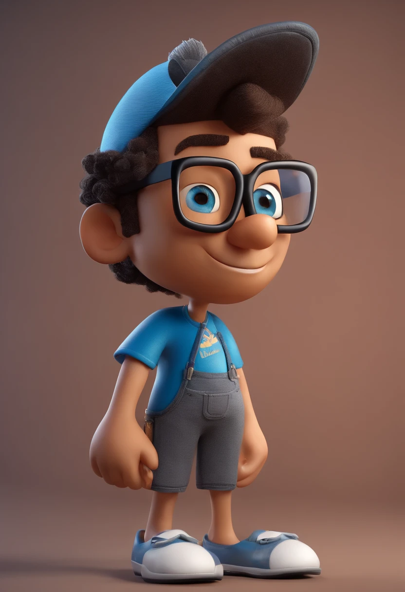 Cartoon character of a young man with black glasses and a blue t-shirt, Carinhoso, feliz, trabalha com obras, Tratores, machines, asfalto, animation character, Caractere estilizado, animation style rendering, 3D estilizado, Arnold Maya render, 3 d render stylized, toon render keyshot, Personagem 3D, Personagem 3D, 3d rendering stylized, 3 d character render, personagem de desenho animado, Personagem de close up, Pose de personagem, (Estilo Pixar) (master part:1.2) (Bokeh) (best quality) (pele detalhada) (textura detalhada) (8k) (argila) (Cinematic lighting) (foco nítido
