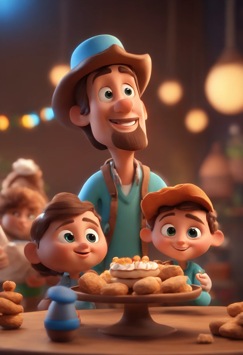 Cartoon character of several young people wearing various types of hats and eating happy sweets and Jesus in the background with his arms on them Blessing, animation character, Caractere estilizado, animation style rendering, 3D estilizado, Arnold Maya render, 3 d render stylized, toon render keyshot, Personagem 3D, Personagem 3D, 3d rendering stylized, 3 d character render, personagem de desenho animado, Personagem de close up, Pose de personagem, (Estilo Pixar) (master part:1.2) (Bokeh) (best quality) (pele detalhada) (textura detalhada) (8k) (argila) (Cinematic lighting) (foco nítido)