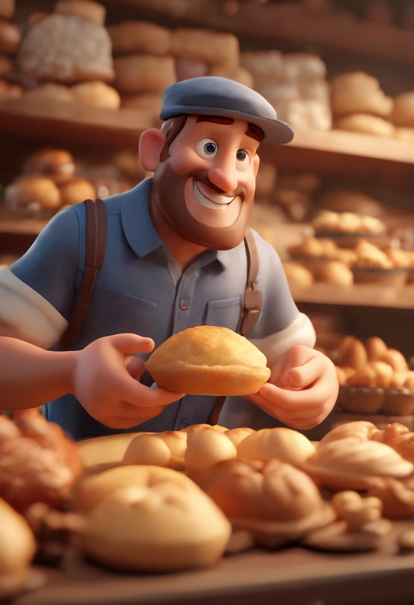 Cartoon character of various young people wearing various types of hats and eating Happy Pastries and Jesus in the Background with His arms on them Blessing, animation character, Caractere estilizado, animation style rendering, 3D estilizado, Arnold Maya render, 3 d render stylized, toon render keyshot, Personagem 3D, Personagem 3D, 3d rendering stylized, 3 d character render, personagem de desenho animado, Personagem de close up, Pose de personagem, (Estilo Pixar) (master part:1.2) (Bokeh) (best quality) (pele detalhada) (textura detalhada) (8k) (argila) (Cinematic lighting) (foco nítido