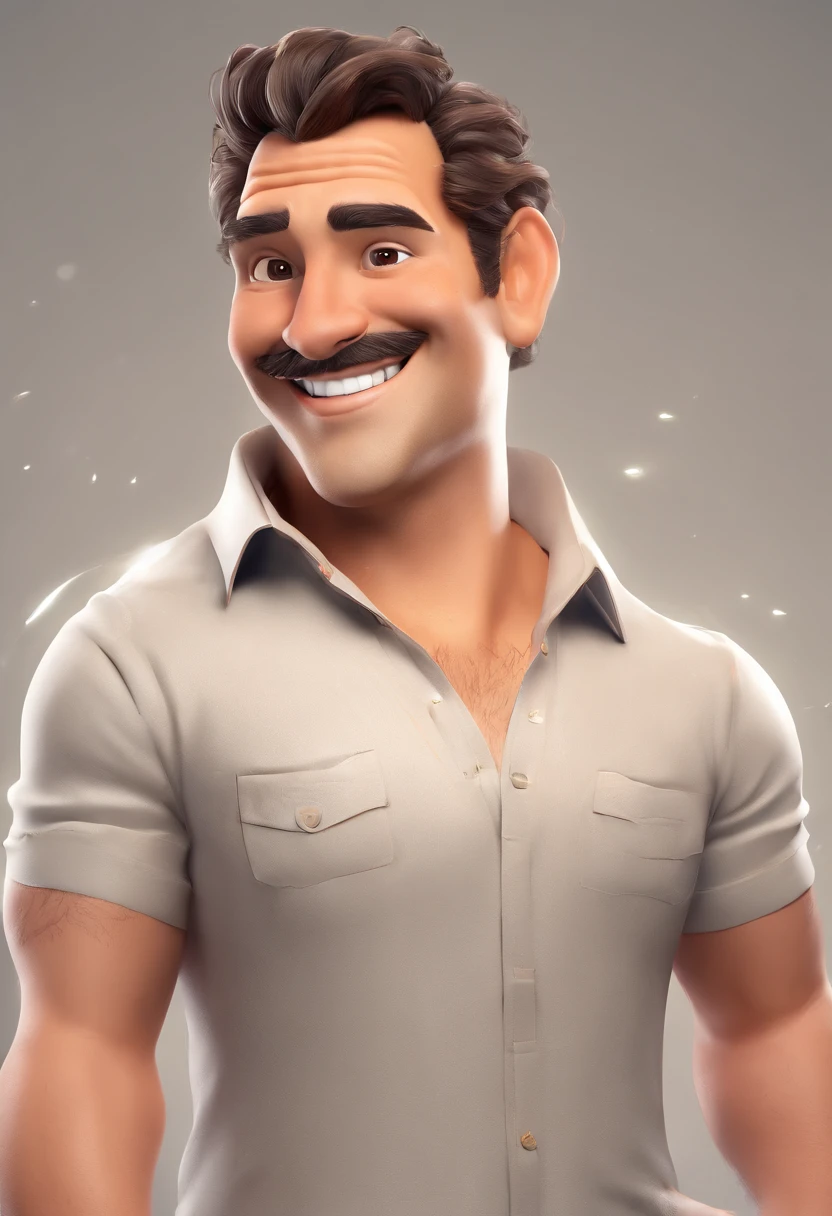 Smiling Man Illustration, sorriso insano, Homem de pele marrom com um sorriso gigante, happily smiling at the camera, sorriso atrevido, he's smiling, sorriso muito grande, Macho sorridente, foto de perfil headshot, rindo sorriso enorme, desenhando no estilo de Arte 3D, c4d, fundo de cor branco puro, estilo disney, estilo pixar render ilustracao Super Detalhe, 8k