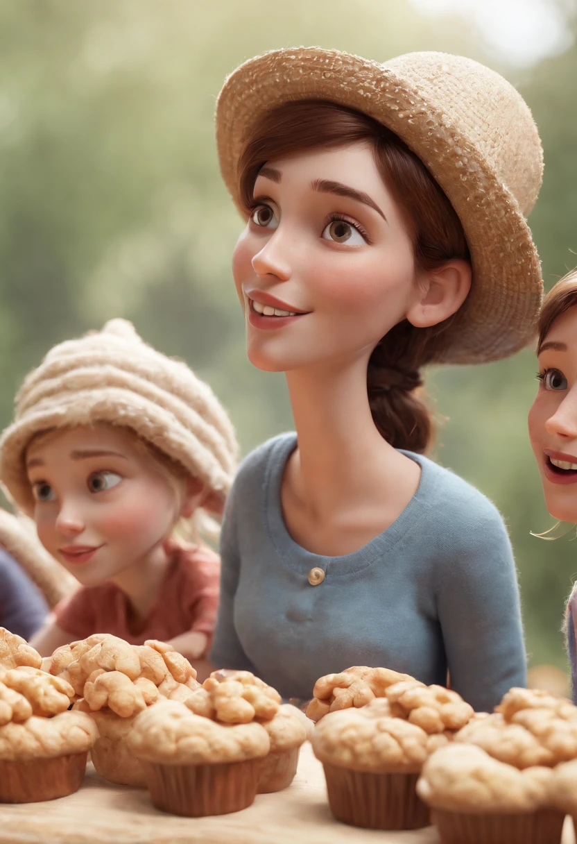 Cartoon character of several young people wearing various types of hats and eating happy sweets and Jesus in the background with his arms on them Blessing, animation character, Caractere estilizado, animation style rendering, 3D estilizado, Arnold Maya render, 3 d render stylized, toon render keyshot, Personagem 3D, Personagem 3D, 3d rendering stylized, 3 d character render, personagem de desenho animado, Personagem de close up, Pose de personagem,  (Estilo Pixar) (master part:1.2) (Bokeh) (best quality) (pele detalhada) (textura detalhada) (8k) (argila) (Cinematic lighting) (foco nítido