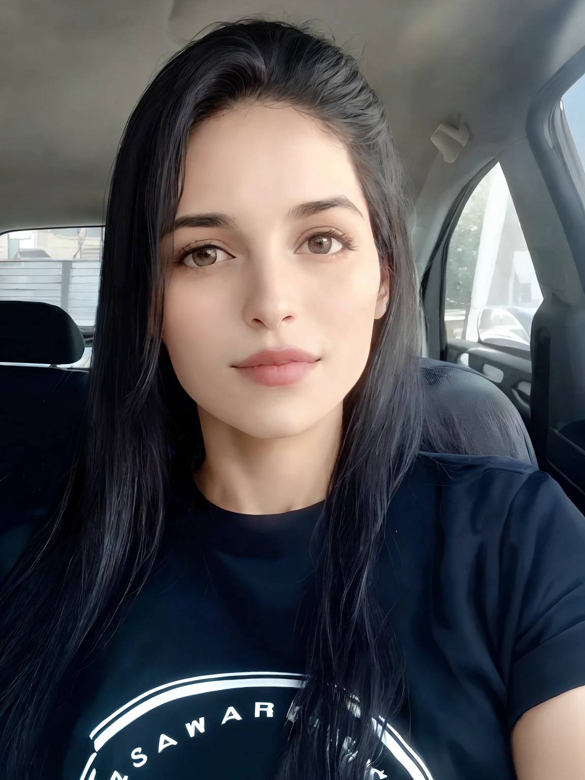 mulher arafed com cabelo preto longo sentado em um carro, 3 0 anos de idade mulher, Mulher de 30 anos, com cabelo preto liso, Ayahausca, 2 7 anos, 2 8 anos, 3 2 anos, 2 9 anos, female with long black hair, cerca de 3 5 anos, sem maquiagem, 38 anos