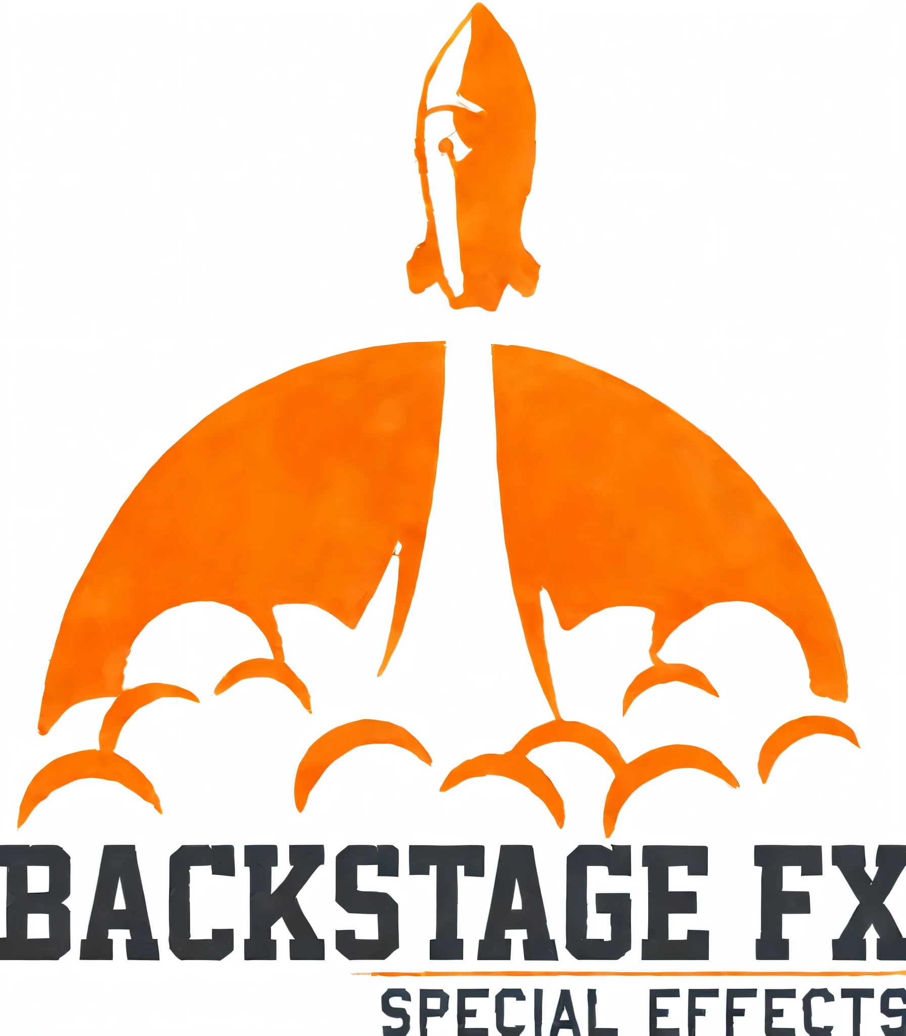 Um close up de um foguete voando pelo ar com as palavras Backpalco FXS, SFX, pano de fundo, palco, concept piece, arte de fundo, logo arttype, Logo, Logo, bigstudiovfx, Captura de tela, Backpfeifengesicht, captura de tela, fundo do palco, FBX, Packshot, Backround preto. Inkscape, apoiado no kickstarter