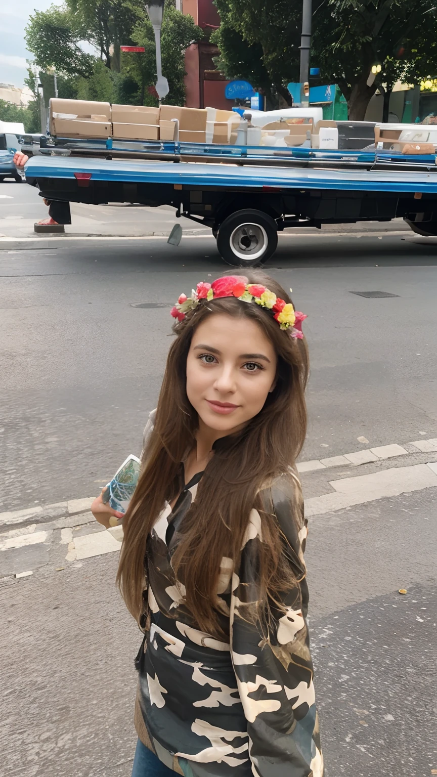 Uma mulher de 30 anos em Paris tomando um sorvete