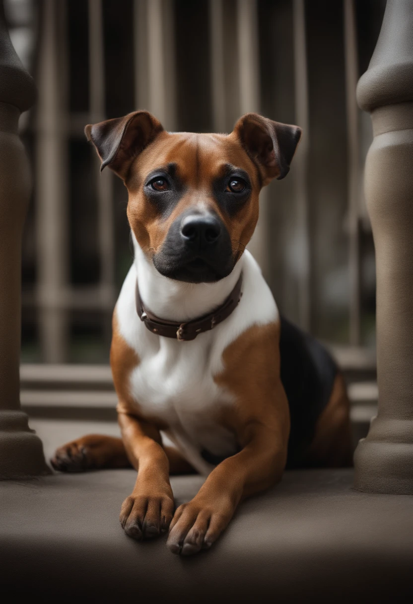 pinscher preto com detalhes bege, With aura at the gates of heaven