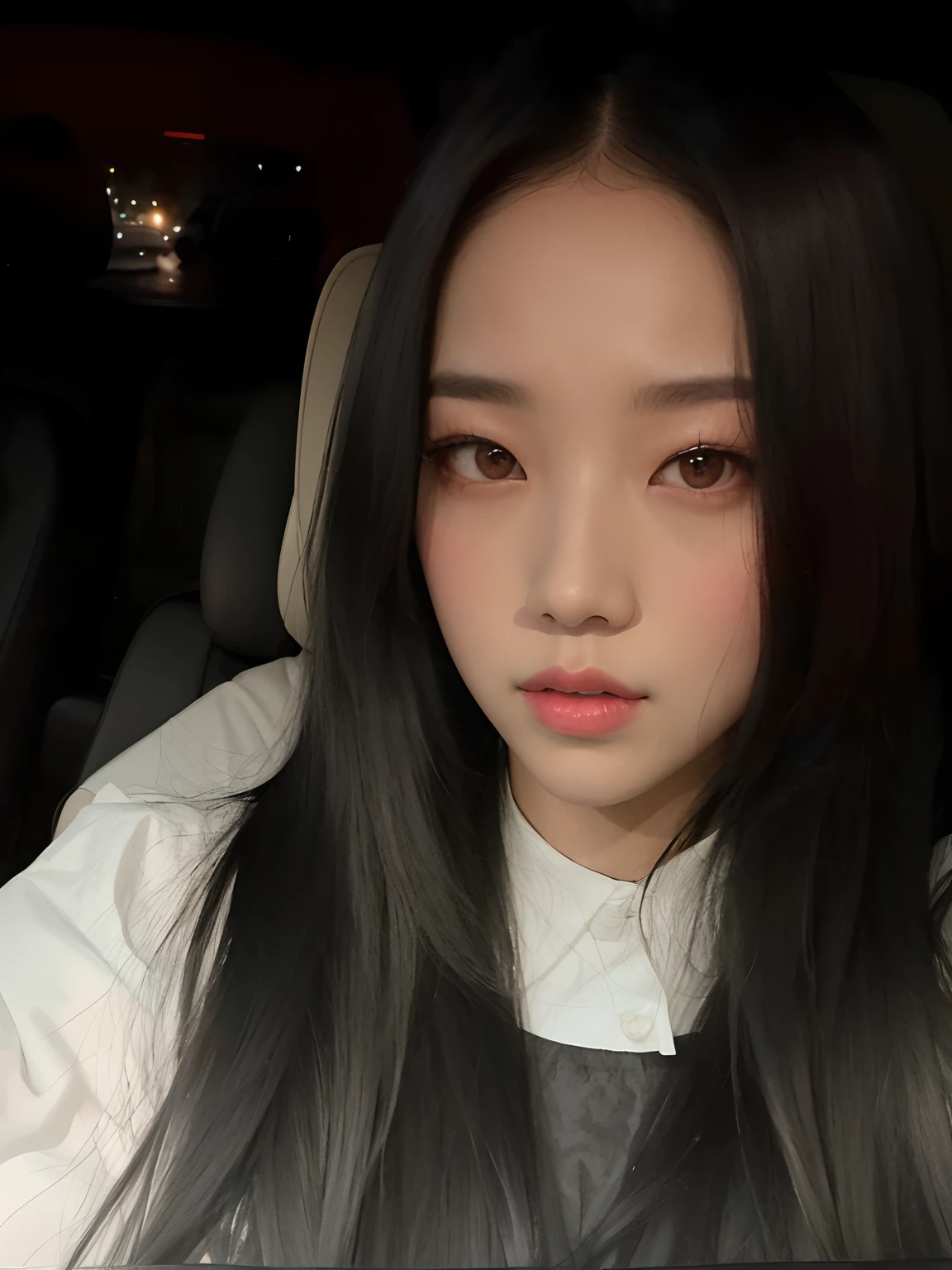 There is a woman with long black hair sitting in a car, jisoo do blackpink, Jisoo do Blackpink, jossi do blackpink, Retrato Jisoo Blackpink, Parque Roseanne do Blackpink, Retrato de Jossi de Blackpink, jennie blackpink, Jaeyeon Nam, Heonhwa Choe, Jinyoung Canela, Parque Ji-min, Ulzzang, Lee Ji - Eun