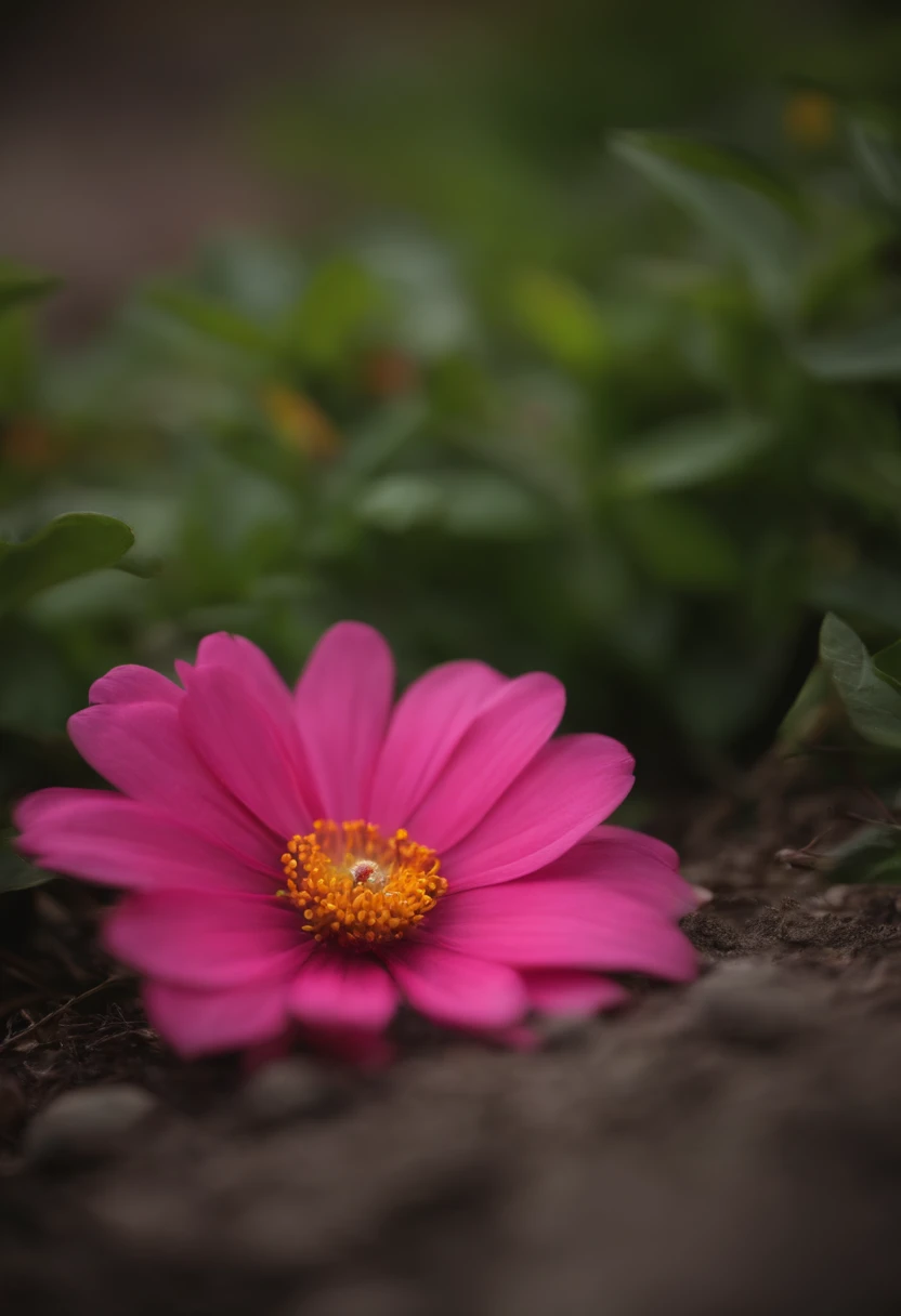 there is a pink flower that is laying on the ground, pink flower, photo taken with canon 5d, beautiful flower, shot on sony a 7, 38mm photography, photo taken with sony a7r camera, 38mm photograhpy, taken with sony alpha 9, red flower, shot with premium dslr camera