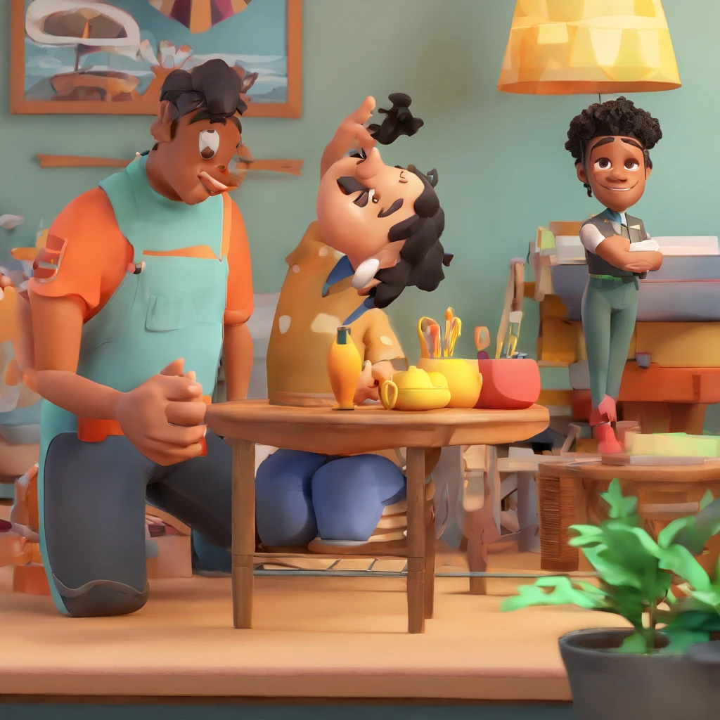 Homem negro com cabelo black 15 anos estilo pixar