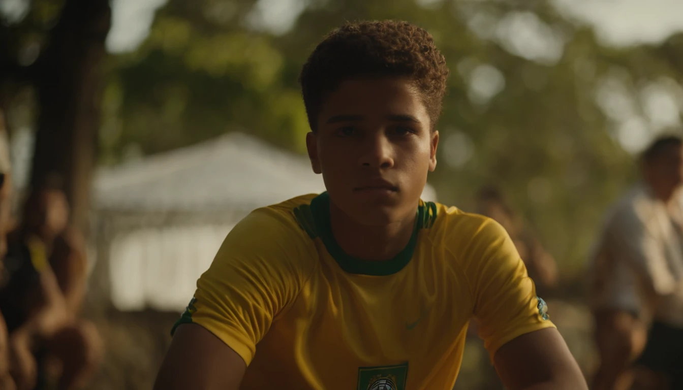 Um de 16 anoo forte sonhador, jogador de futebol do Brasil
